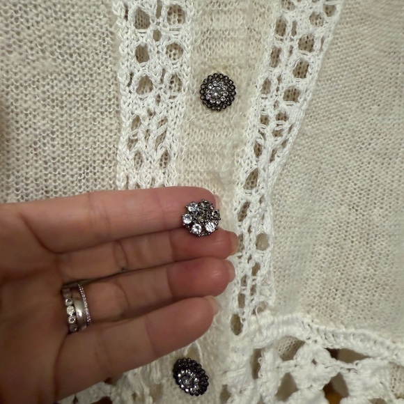 Free People Cream Crochet Trim Sweater - Picture 3 of 5